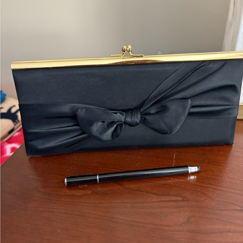 Black satin with gold tone hardware. - Picture 3 of 3